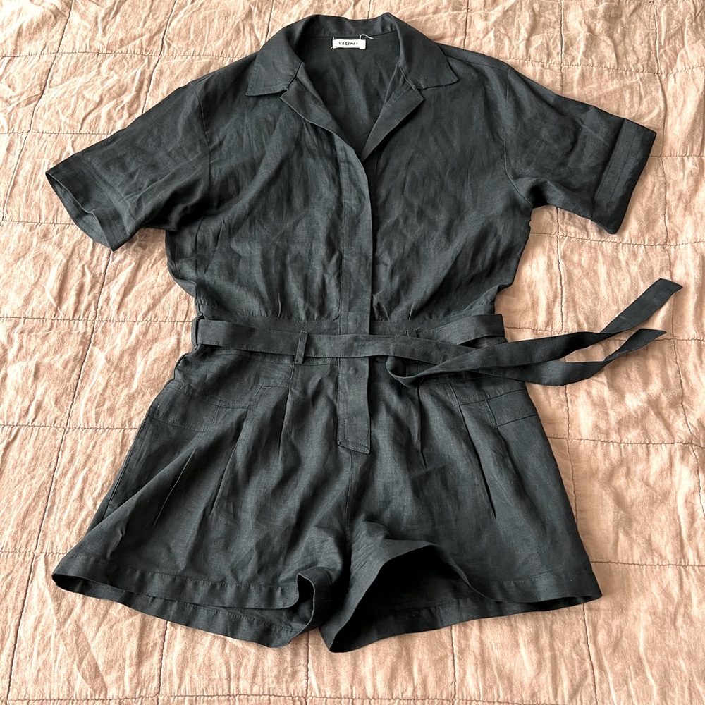 L’Agence Black Linen Romper size 8